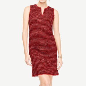 NWT ANN TAYLOR Fringe tweed shift sleeveless dress women's size 2 Petite (F5)
